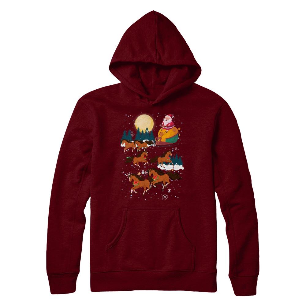 Funny Christmas Horse Reindeer Lover Santa Gift-T-Shirt & Sweatshirt-Pullover Hoodie-Maroon