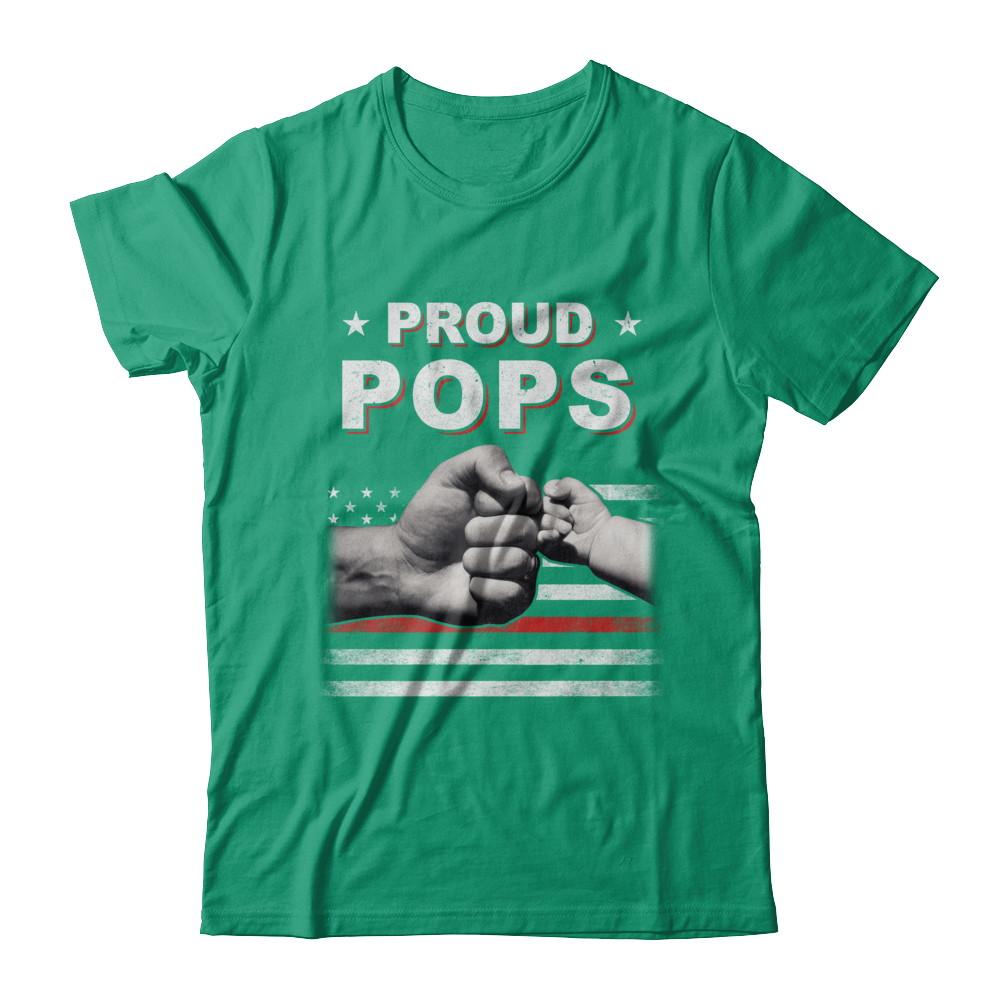 Proud Pops Fireman Firefighter Thin Red Line Flag Fathers Day-T-Shirt & Hoodie-Classic T-Shirt-Kelly Green