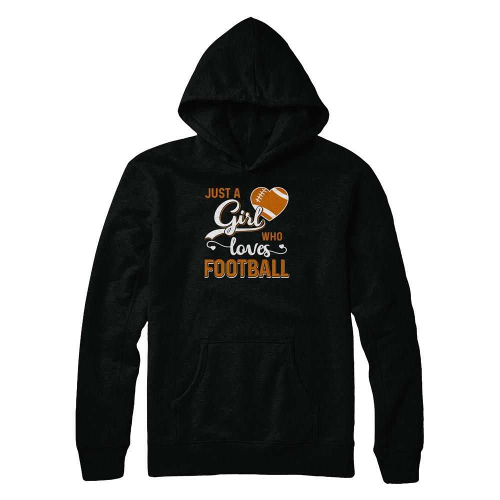 Just A Girl Who Loves Football-T-Shirt & Tank Top-Pullover Hoodie-Black