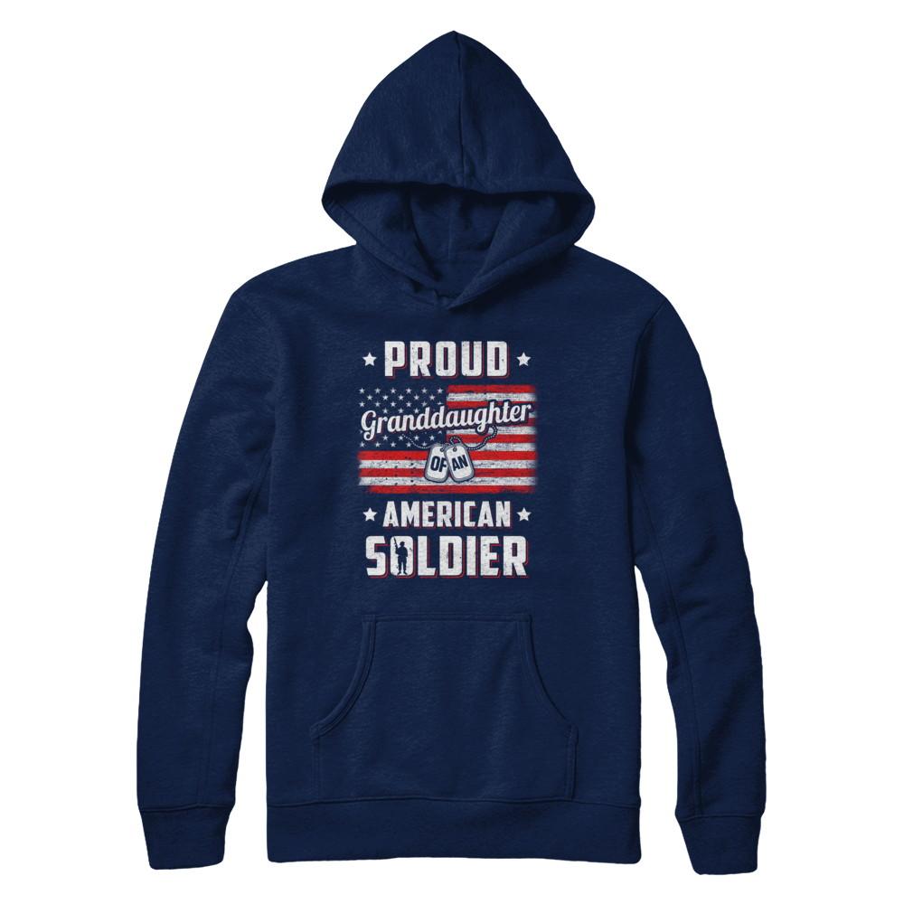 Proud Granddaughter Of A Soldier Army Papa Veteran-T-Shirt & Hoodie-Pullover Hoodie-Navy