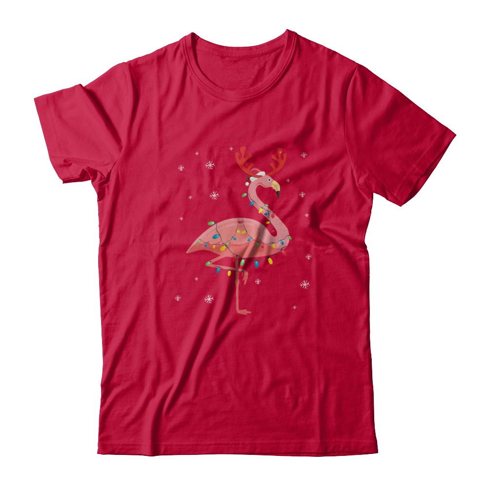 Santa Hat Flamingo Reindeer Christmas Gifts-T-Shirt & Hoodie-Classic T-Shirt-Red
