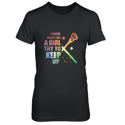 Yeah I Play Like A Girl Lacrosse Girl-T-Shirt & Hoodie-Women's T-Shirt-Black