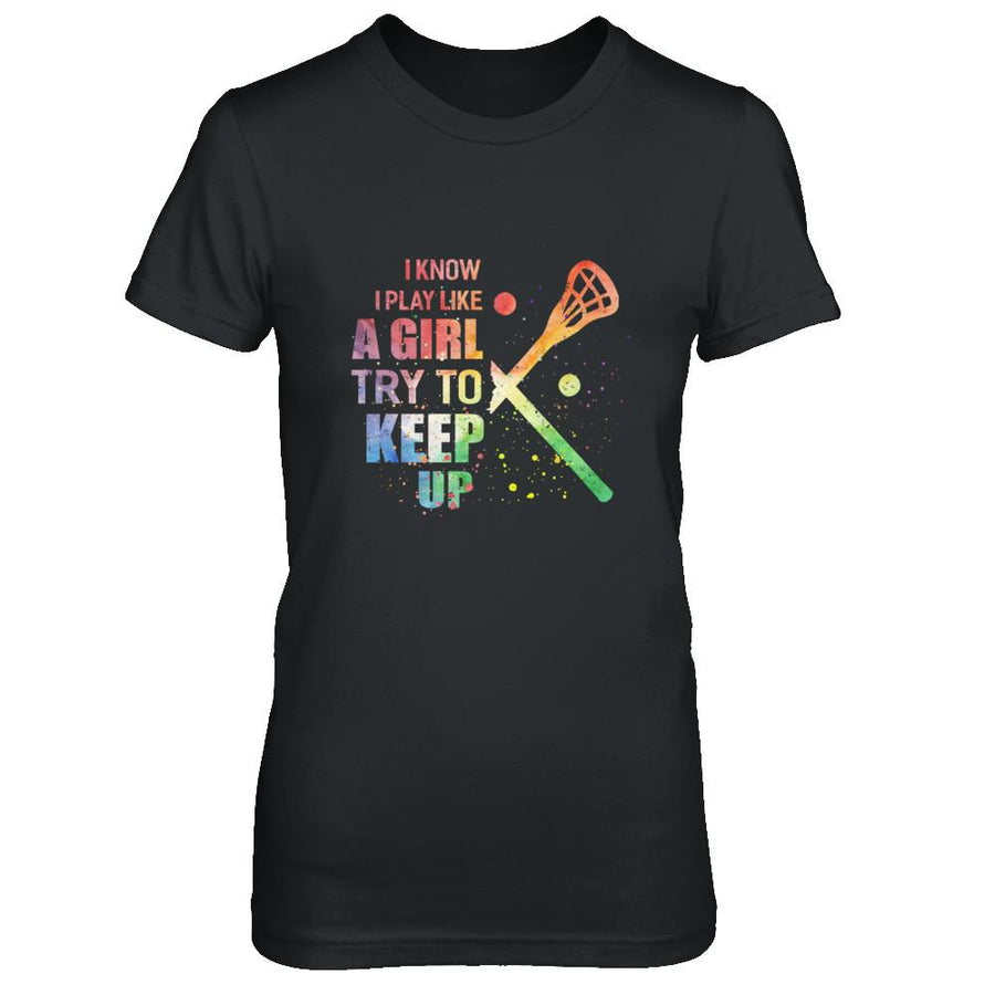 Yeah I Play Like A Girl Lacrosse Girl-T-Shirt & Hoodie-Women's T-Shirt-Black