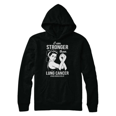 I Am Stronger Than Lung Cancer Awareness Support-T-Shirt & Hoodie-Pullover Hoodie-Black