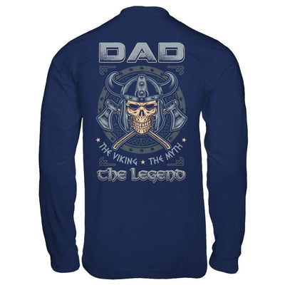 Dad The Viking The Myth The Legend-T-Shirt & Hoodie-Long Sleeve T-Shirt-Navy