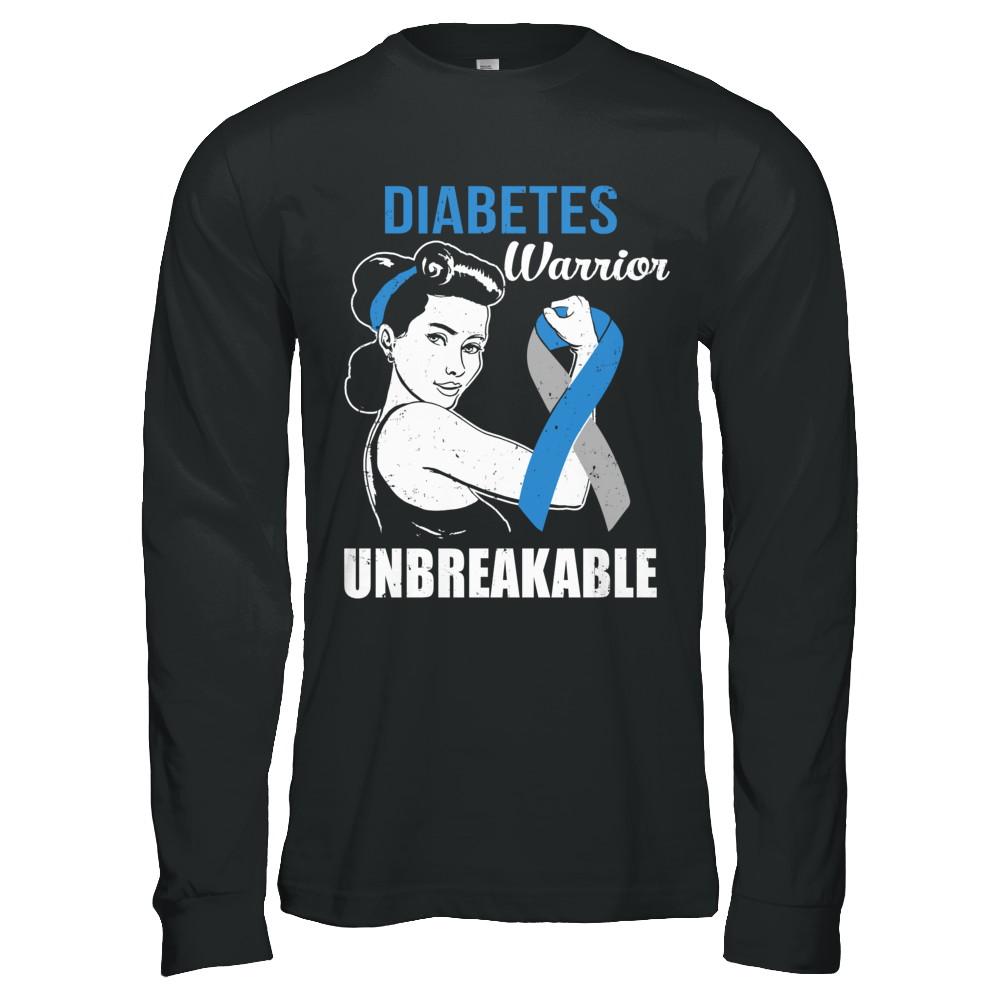 Diabetes Warrior Unbreakable Diabetes Awareness-T-Shirt & Hoodie-Long Sleeve T-Shirt-Black