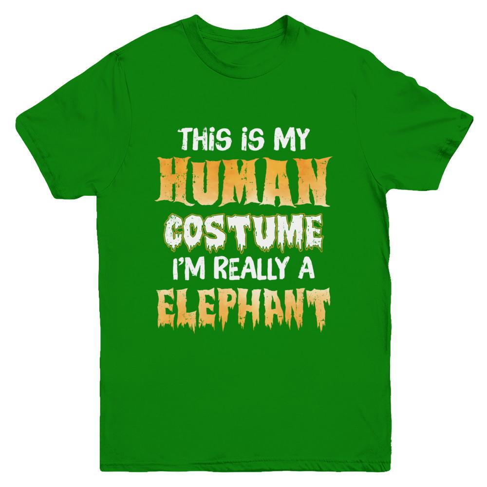 This Is My Human Costume Elephant Halloween Youth-Youth Shirt-Youth T-Shirt-Irish Green