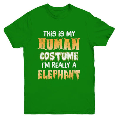 This Is My Human Costume Elephant Halloween Youth-Youth Shirt-Youth T-Shirt-Irish Green