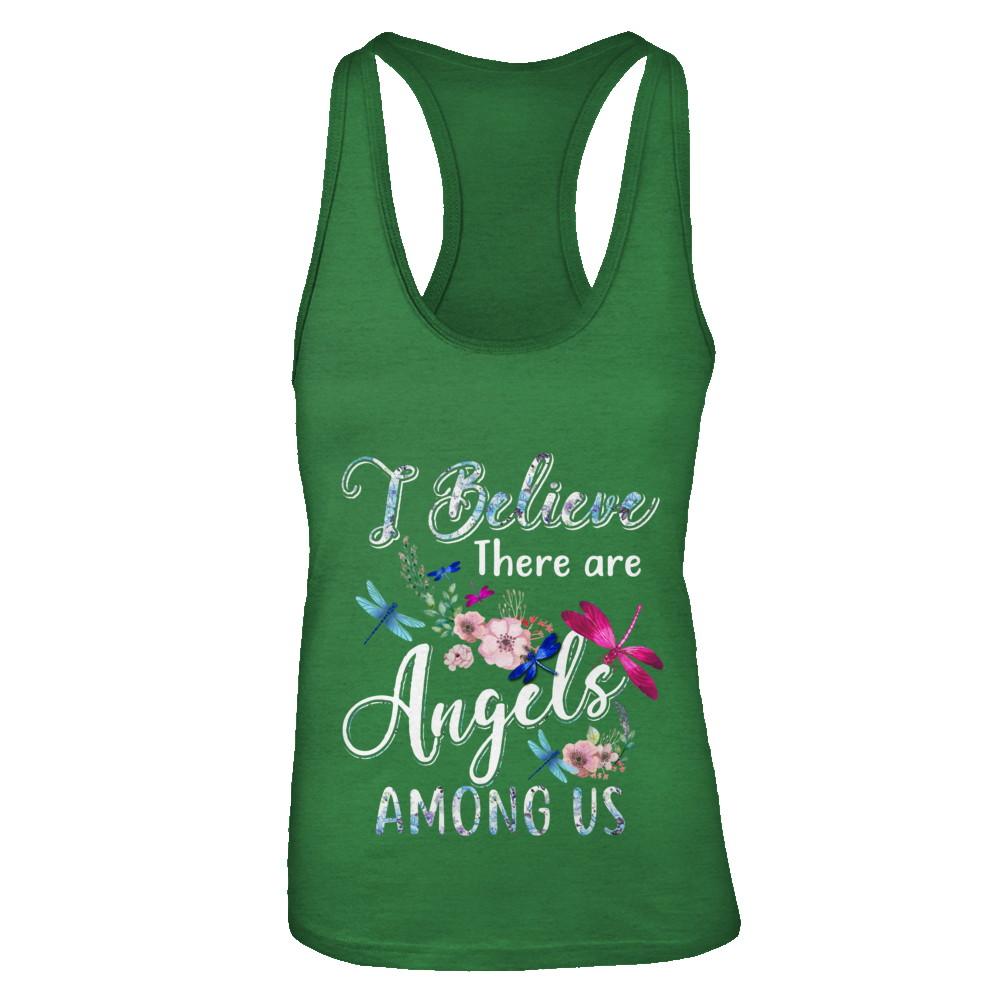 I Believe There Are Angels Among Us Dragonfly-T-Shirt & Tank Top-Women's Ideal Racerback Tank-Kelly Green
