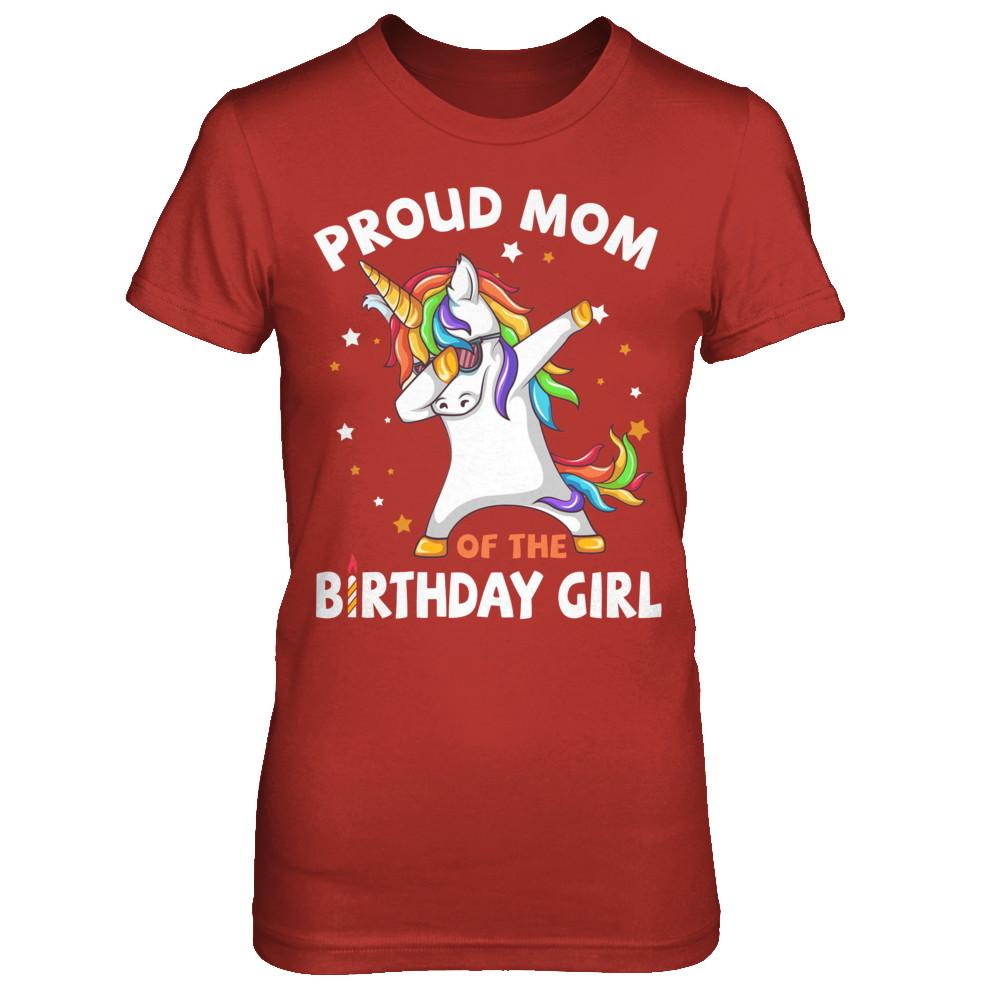 Proud Mom Of The Birthday Girl Unicorn Mothers Day-T-Shirt & Hoodie-Women's T-Shirt-Red