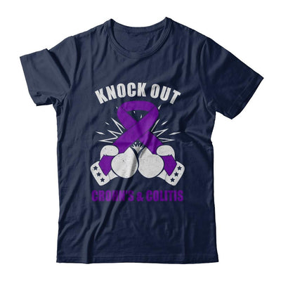 Boxing Knock Out Crohn's Colitis Awareness Support-T-Shirt & Hoodie-Classic T-Shirt-Navy
