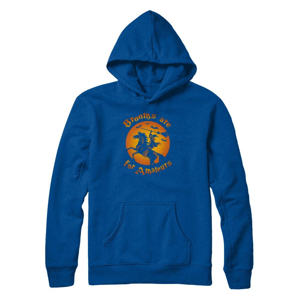 Brooms Are For Amateurs Funny Halloween Horse Riding-T-Shirt & Tank Top-Pullover Hoodie-Deep Royal