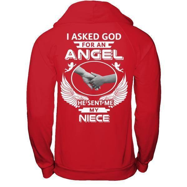 I Asked God For An Angel He Sent Me My Niece-T-Shirt & Hoodie-Pullover Hoodie-Red