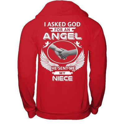 I Asked God For An Angel He Sent Me My Niece-T-Shirt & Hoodie-Pullover Hoodie-Red