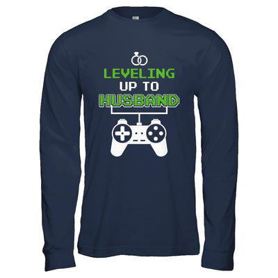 Funny Fiance Leveling Up To Husband For Groom-T-Shirt & Hoodie-Long Sleeve T-Shirt-Navy
