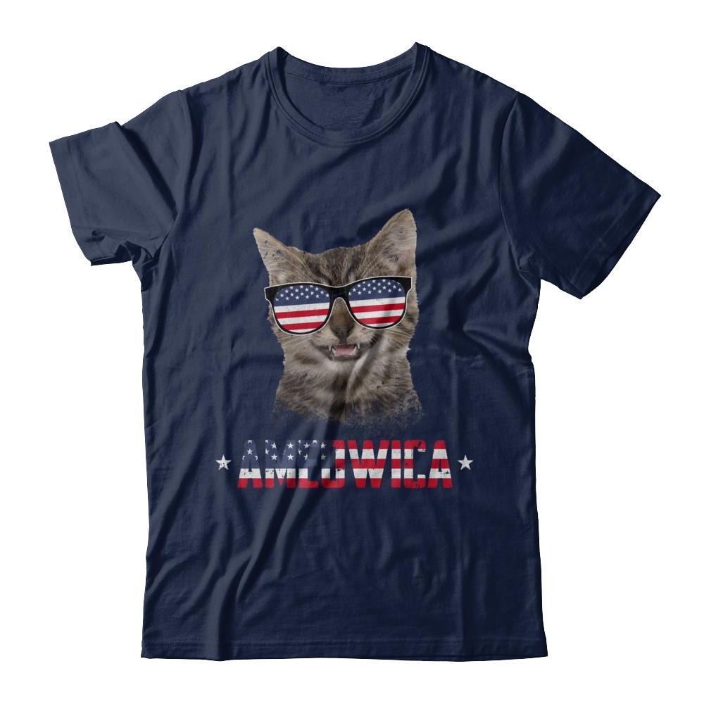 Ameowica 4Th Of July Party Meow Cat American Flag-T-Shirt & Hoodie-Classic T-Shirt-Navy