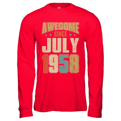 Vintage Retro Awesome Since July 1958 63th Birthday-T-Shirt & Hoodie-Long Sleeve T-Shirt-Red