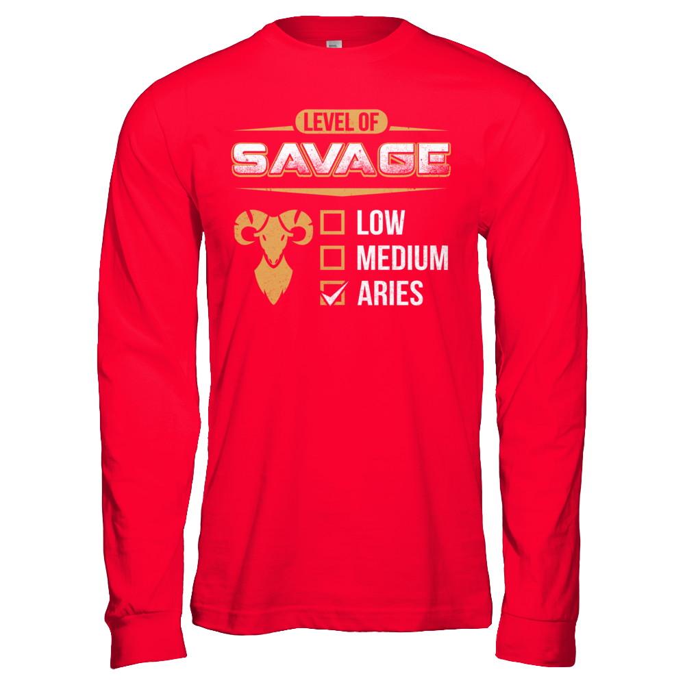 Level Of Savage Aries-T-Shirt & Hoodie-Long Sleeve T-Shirt-Red