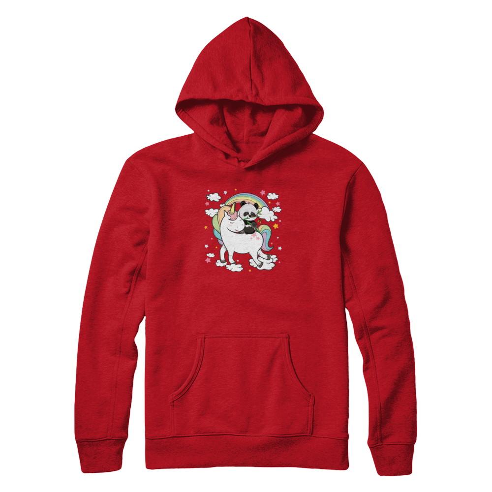 Panda Riding Unicorn-T-Shirt & Tank Top-Pullover Hoodie-Red