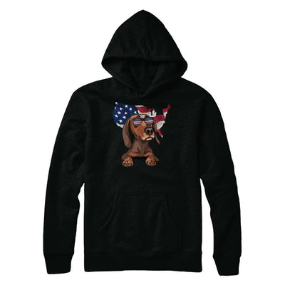 Funny Patriot Dachshund Dog 4Th Of July American Flag-T-Shirt & Hoodie-Pullover Hoodie-Black