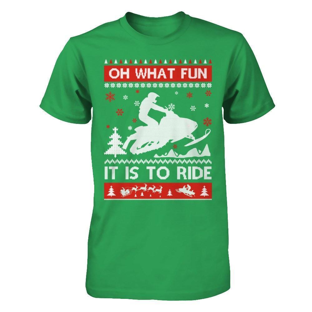 Snowmobile Sweater Christmas Oh What Fun It Is To Ride-T-Shirt & Hoodie-Premium T-Shirt-Kelly Green