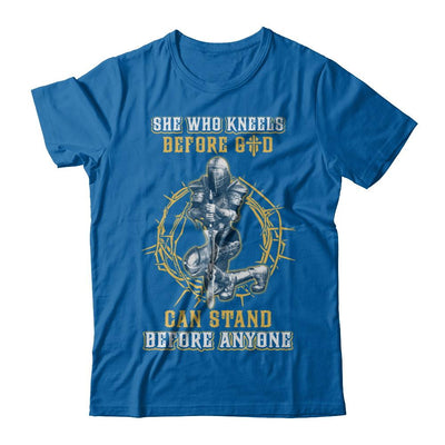 Knight American She Who Kneels Before God Can Stand Before Anyone-T-Shirt & Hoodie-Classic T-Shirt-Royal