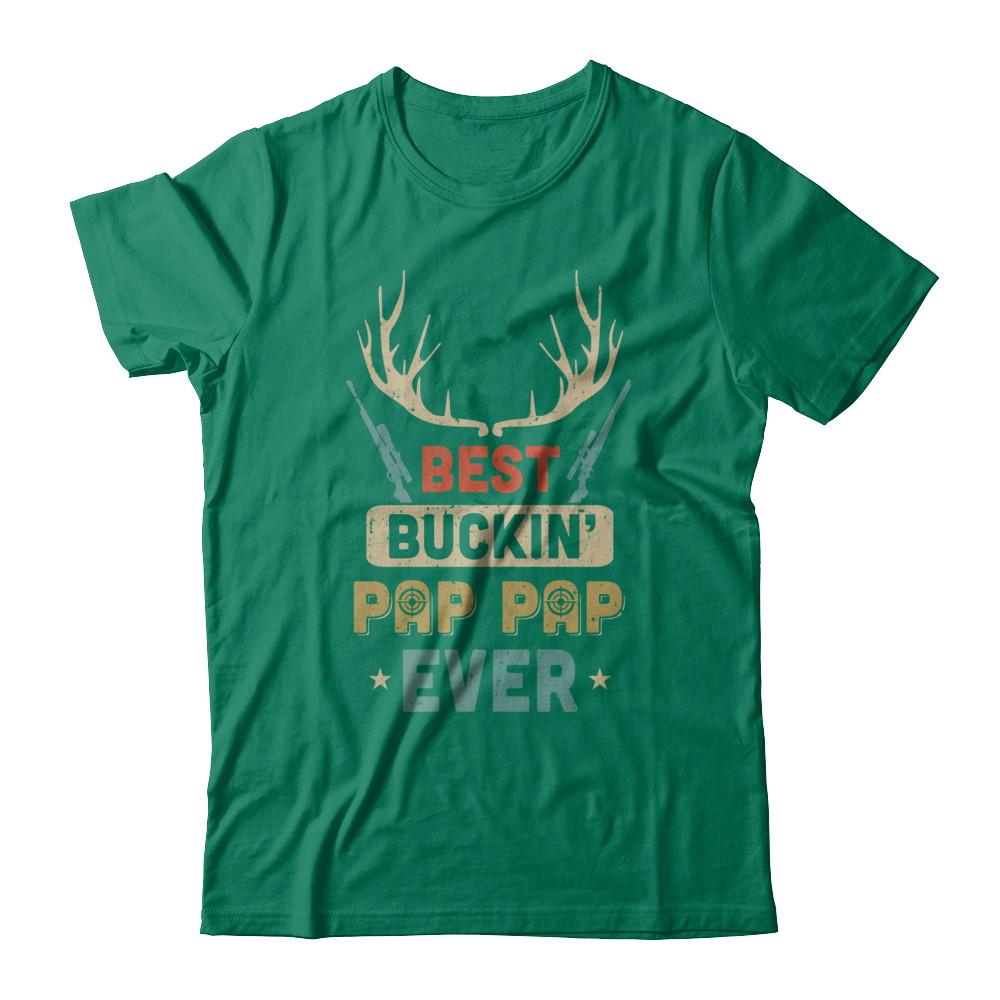 Vintage Best Buckin' Pap Pap Ever Deer Hunting-T-Shirt & Hoodie-Classic T-Shirt-Kelly Green
