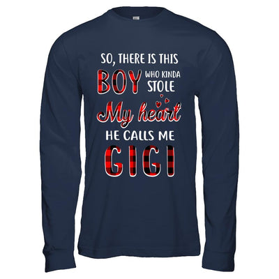 This Boy Who Kinda Stole My Heart He Calls Me Gigi-T-Shirt & Hoodie-Long Sleeve T-Shirt-Navy