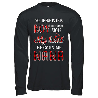 This Boy Who Kinda Stole My Heart He Calls Me Nana-T-Shirt & Hoodie-Long Sleeve T-Shirt-Black