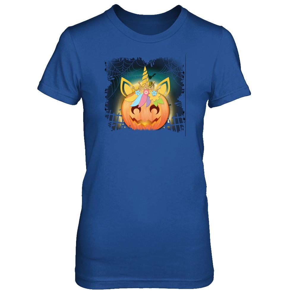 Kids Girls Unicorn Pumpkin Queen Halloween-T-Shirt & Tank Top-Women's T-Shirt-Royal