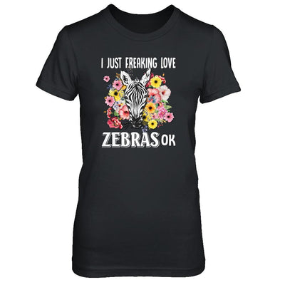 I Just Freaking Love Zebras-T-Shirt & Tank Top-Women's T-Shirt-Black