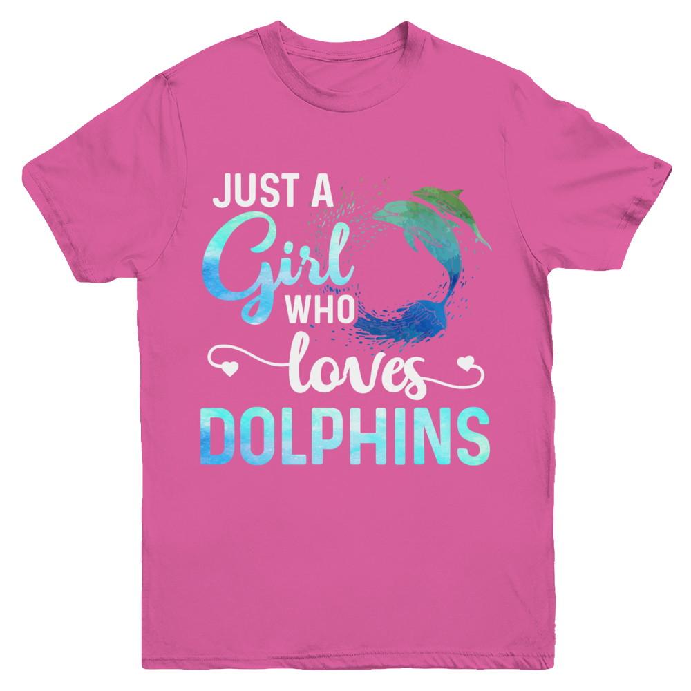 Just A Girl Who Loves Dolphins Youth-Youth Shirt-Youth T-Shirt-Heliconia