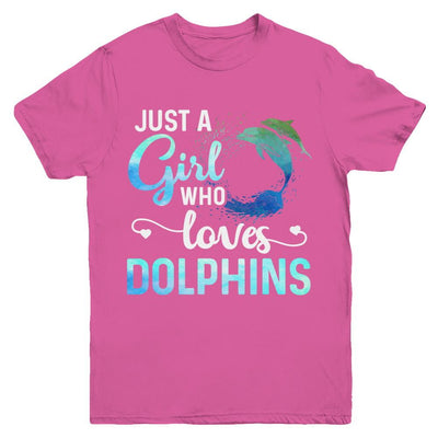 Just A Girl Who Loves Dolphins Youth-Youth Shirt-Youth T-Shirt-Heliconia