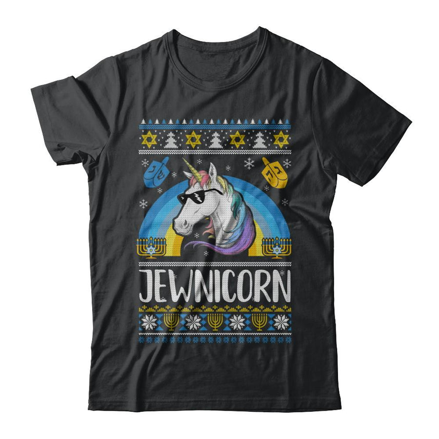 Jewnicorn Funny Jewish Unicorn Hanukkah Chanukah Sweater-T-Shirt & Sweatshirt-Classic T-Shirt-Black