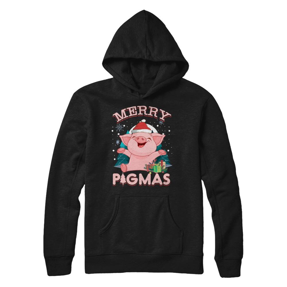 Merry Pigmas Funny Pig-T-Shirt & Hoodie-Pullover Hoodie-Black
