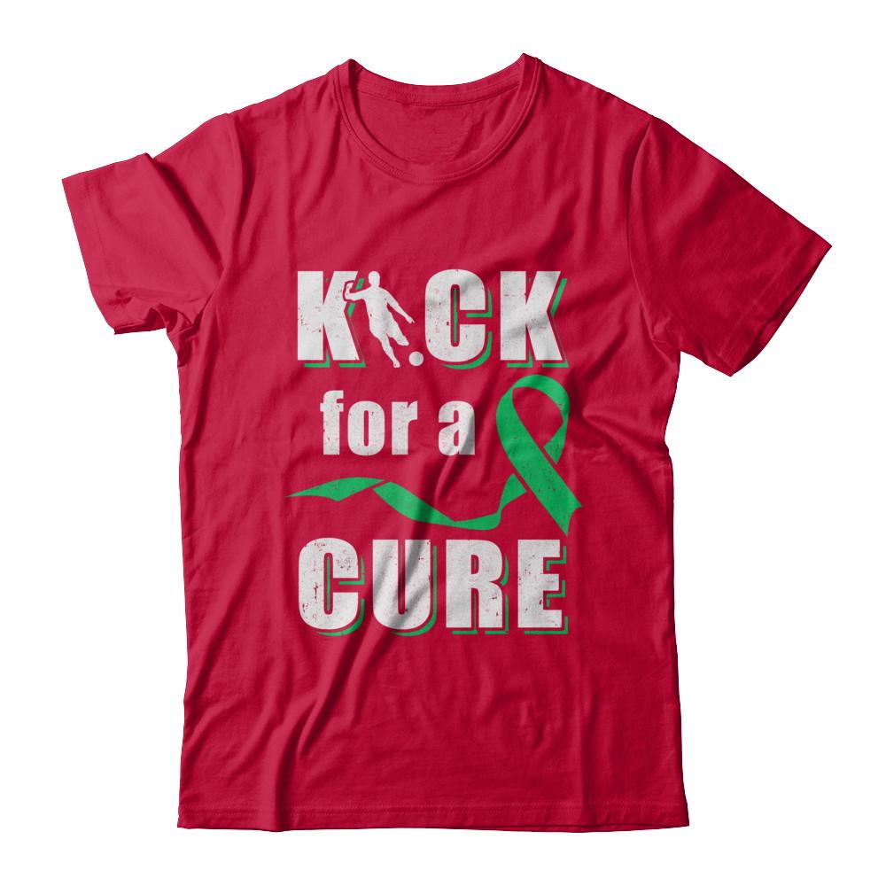 Kick For A Cure Soccer Green Liver Cancer Lymphoma Awareness-T-Shirt & Hoodie-Classic T-Shirt-Red