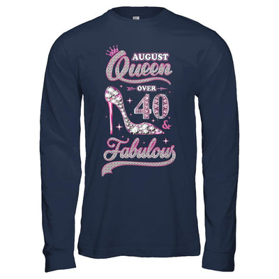 August Queen 40 And Fabulous 1981 40th Years Old Birthday-T-Shirt & Hoodie-Long Sleeve T-Shirt-Navy