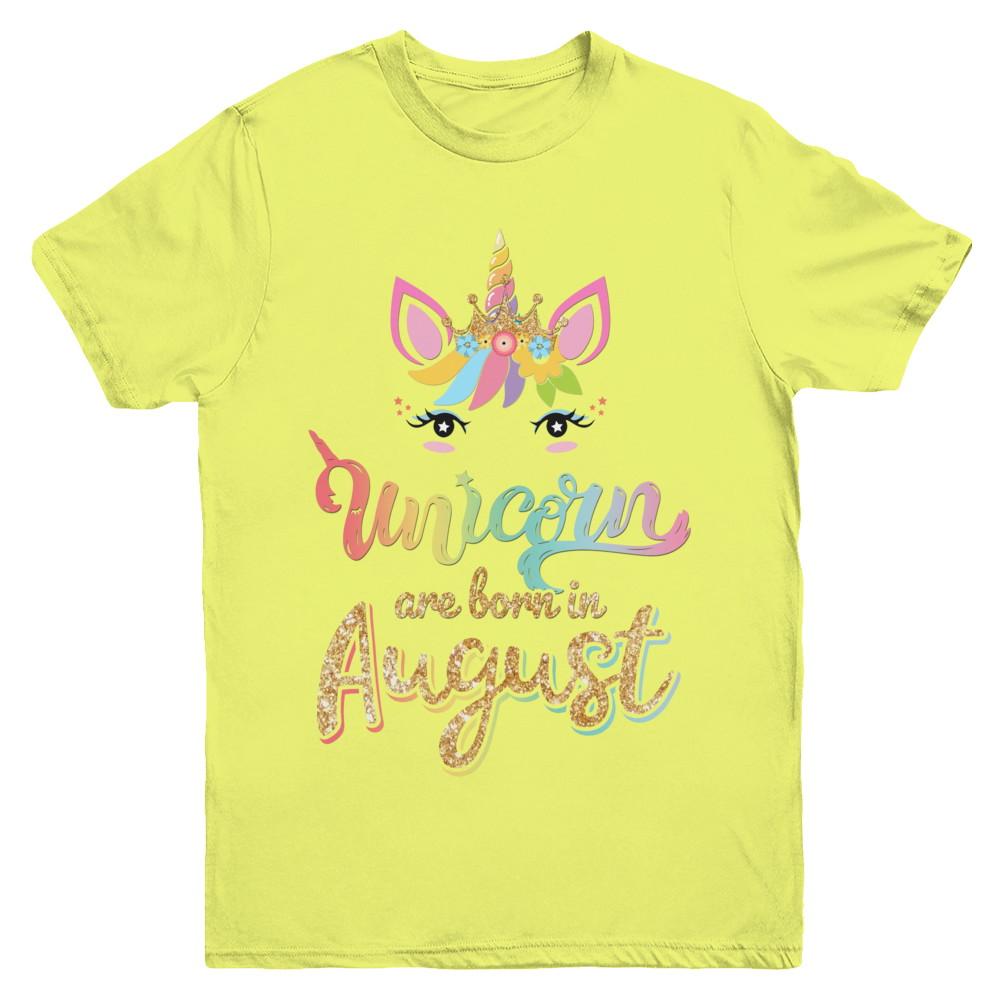 Cute Unicorns Are Born In August Birthday Gift Youth-Youth Shirt-Youth T-Shirt-Daisy