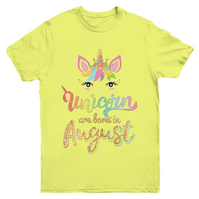 Cute Unicorns Are Born In August Birthday Gift Youth-Youth Shirt-Youth T-Shirt-Daisy