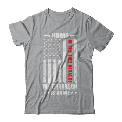 Home Of The Free Because My Grandson Is Brave Papa Grandma-T-Shirt & Hoodie-Classic T-Shirt-Sport Grey