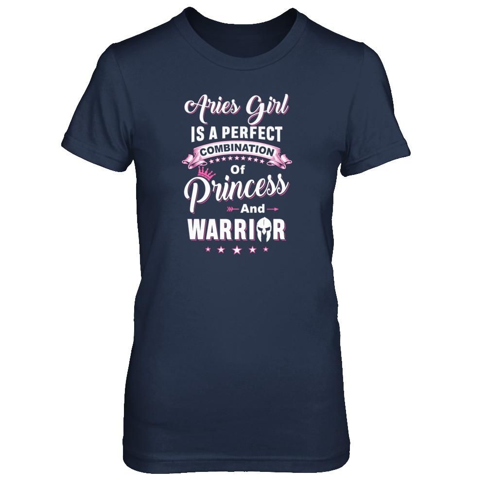 Aries Girl Princess Warrior March April Birthday-T-Shirt & Tank Top-Women's T-Shirt-Navy