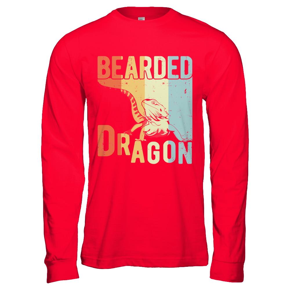Vintage Retro Bearded Dragon-T-Shirt & Hoodie-Long Sleeve T-Shirt-Red