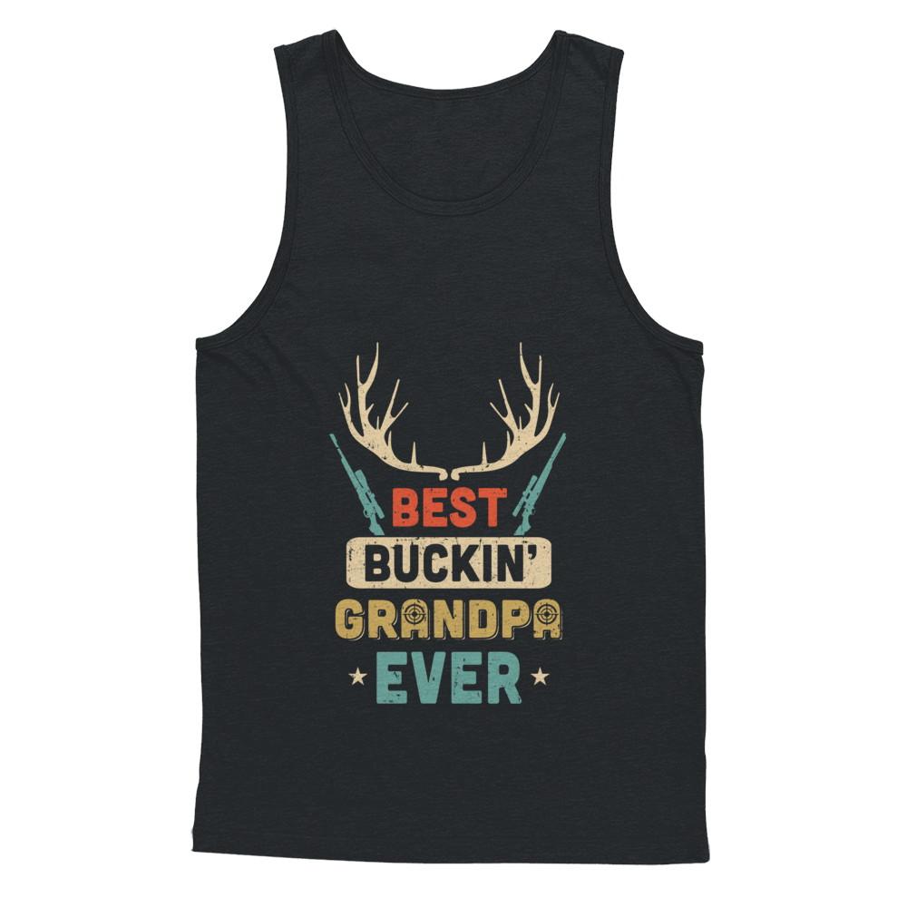Vintage Best Buckin' Grandpa Ever Deer Hunting-T-Shirt & Hoodie-Unisex Tank-Black