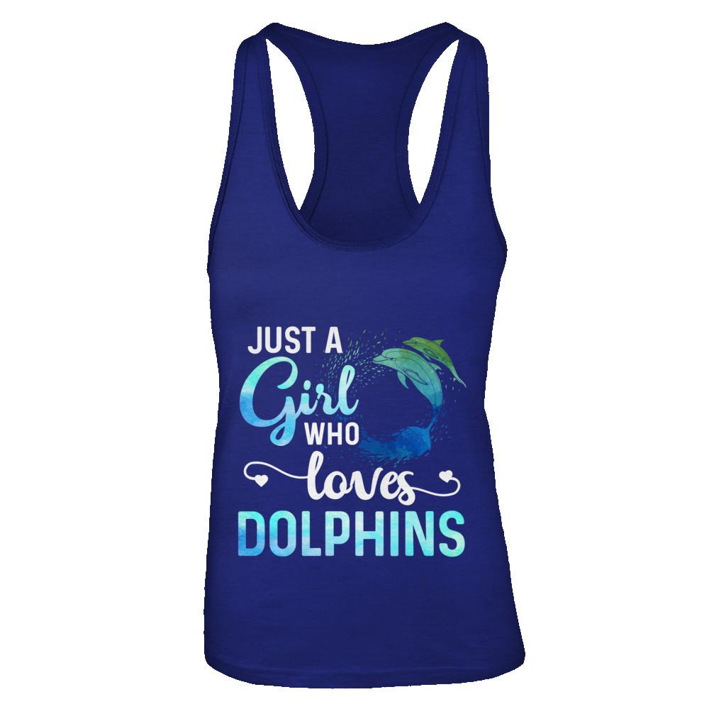 Just A Girl Who Loves Dolphins-T-Shirt & Tank Top-Women's Ideal Racerback Tank-Royal