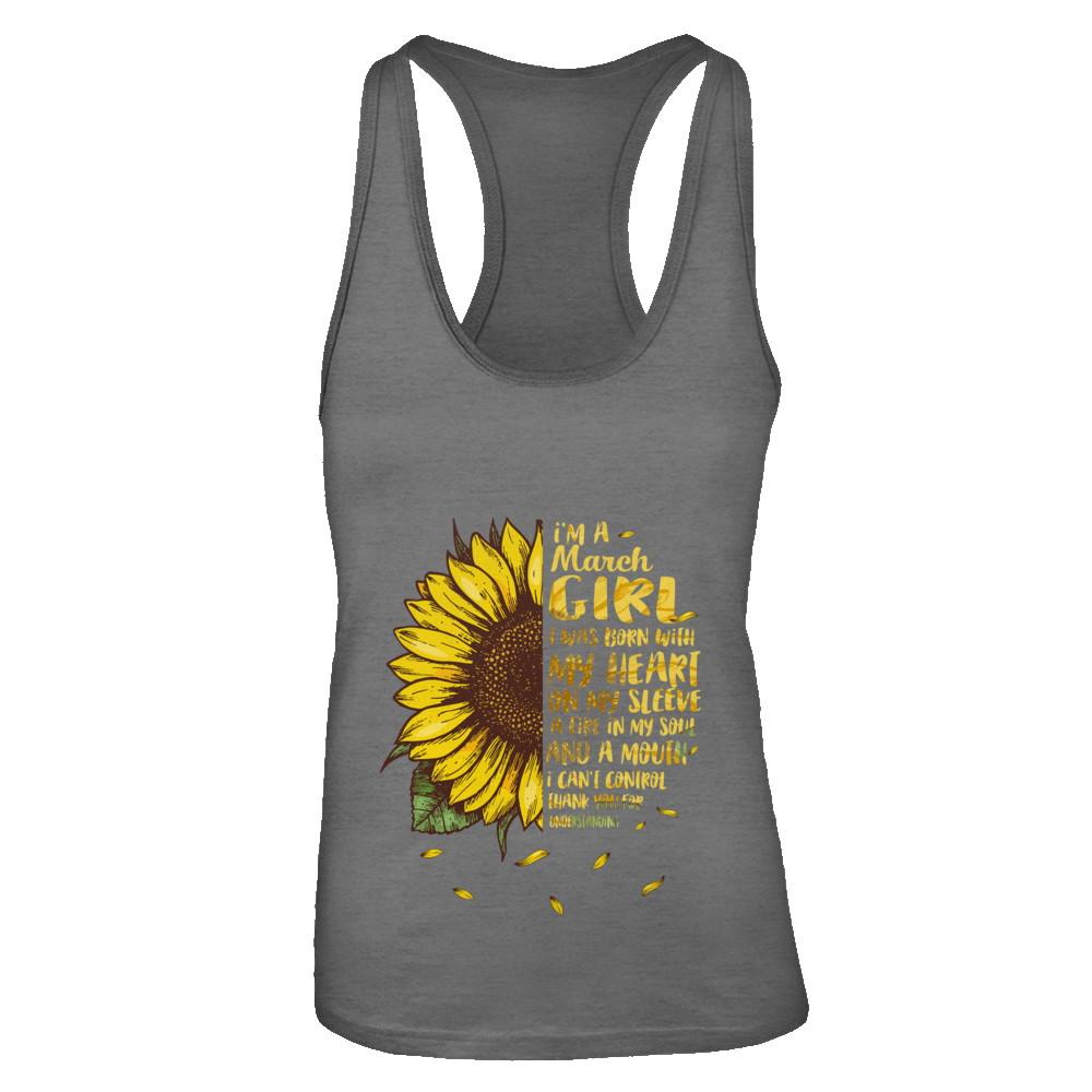 I Am A March Girl Birthday Gifts Sunflower-T-Shirt & Tank Top-Women's Ideal Racerback Tank-Dark Grey