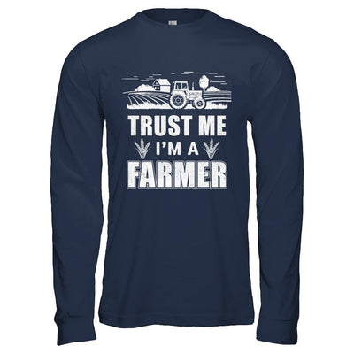 Trust Me I'm A Farmer Funny Farming-T-Shirt & Hoodie-Long Sleeve T-Shirt-Navy