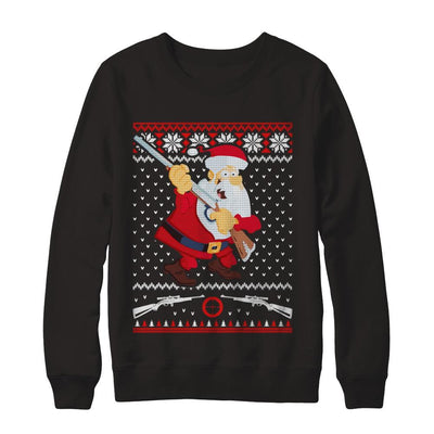 Santa Gun Hunting Ugly Christmas Sweater Funny-T-Shirt & Sweatshirt-Crewneck Sweatshirt-Black