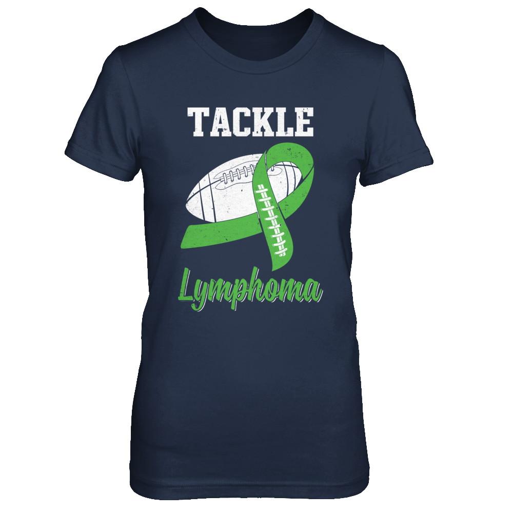 Football Survivor Tackle Green Lymphoma Awareness-T-Shirt & Hoodie-Women's T-Shirt-Navy