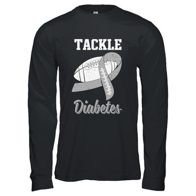 Football Survivor Tackle Gray Diabetes Awareness-T-Shirt & Hoodie-Long Sleeve T-Shirt-Black