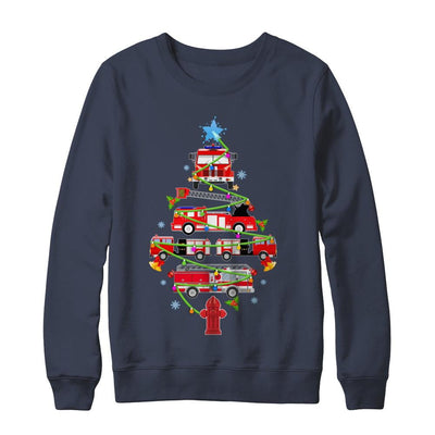 Firefighter Truck Christmas Tree Ornament Decor Gift-T-Shirt & Sweatshirt-Crewneck Sweatshirt-Navy